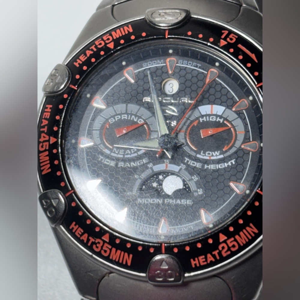Limited Edition Rip Curl Tide System/Moon Phase Watch Swiss Mov. Stainless Steel - Picture 2 of 7